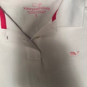 Vineyard Vines White Polo with Pink Details